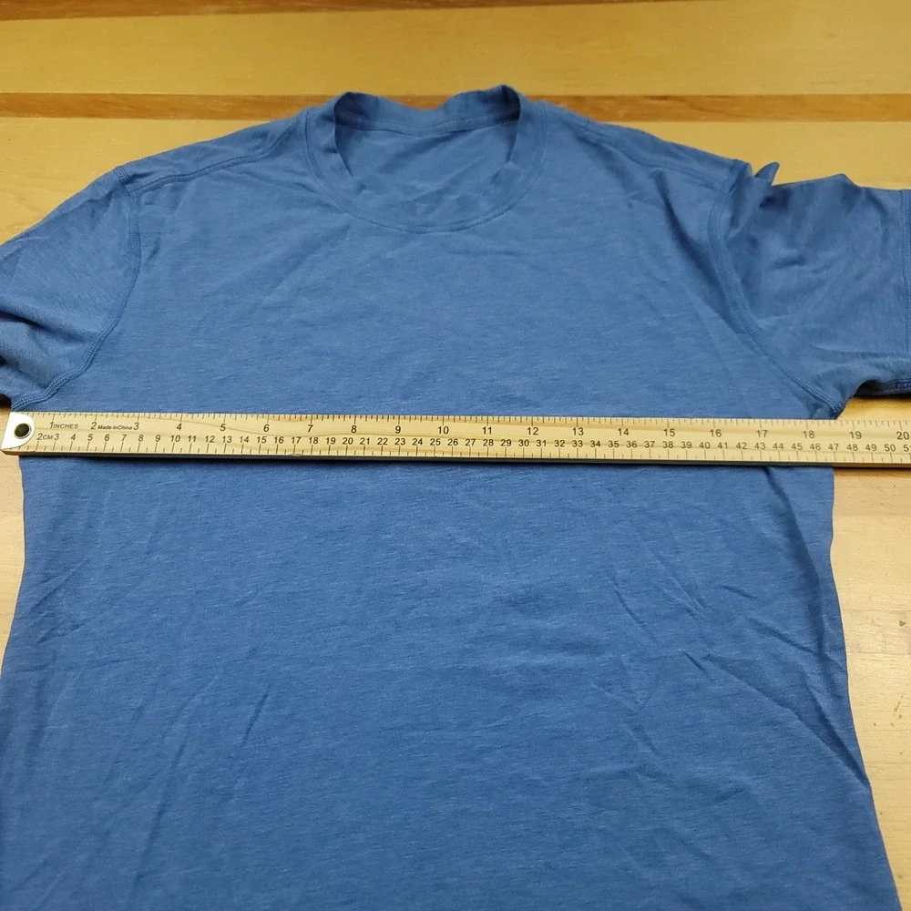 Lululemon Crew Neck T Shirt Blue Heathered Short Sleeve Athleisure Women
